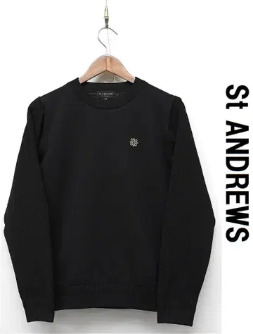 S302/새상품급 St ANDREWS 12G 천축 풀오버 니트 M 블랙