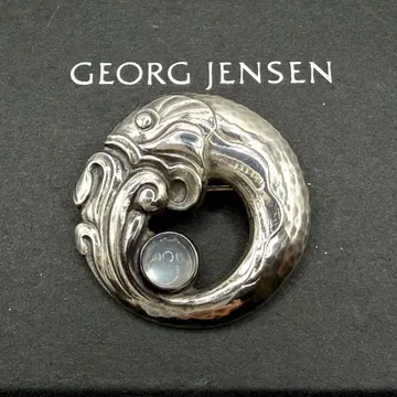 레어템 새상품급 조지 젠슨 10 브로치 물고기 파도 문스톤