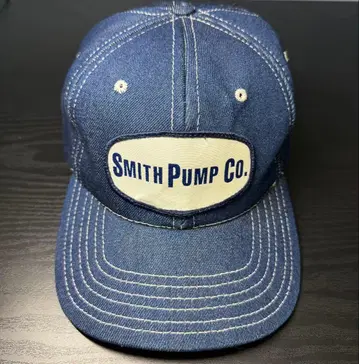 80s 미국제 미국 기업 로고 데님 트래커 캡 데드스탁