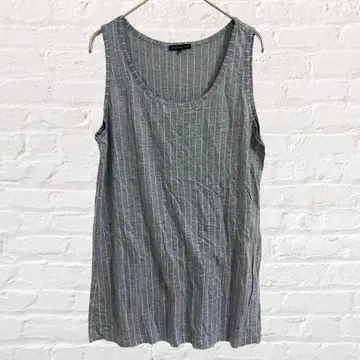 아틀리에식스 스트라이프 스쿱넥 탱크탑 일본제 큐프라 혼방