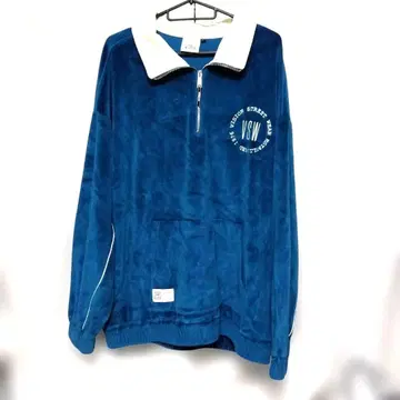 VISION STREET WEAR 파랑 L 하프 집업 벨로아 맨투맨