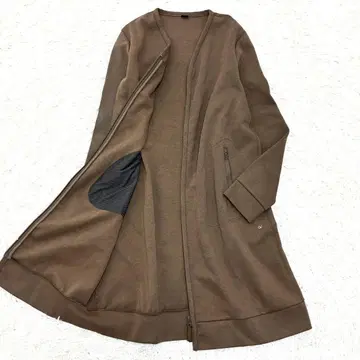 정품 45r 45rpm 롱 코트 로고 자수 더블 지퍼 여성용 M