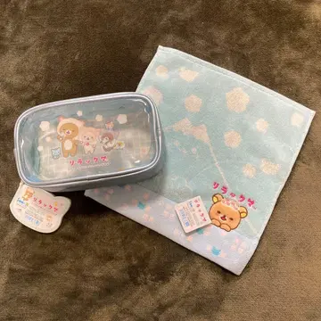 리락쿠마 고양이 고양이탕 파우치 미니 타월 세트