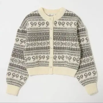 RIBBON FAIR ISLE KNIT 가디건 MOUSSY 니트