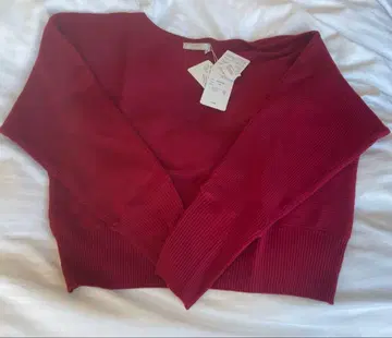 택 포함 새상품 l'armoire de luxe 빨간색 리브 니트 38