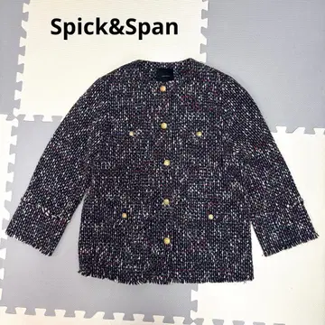 스픽앤스팬 Spick&Span 트위드 노카라 자켓 F