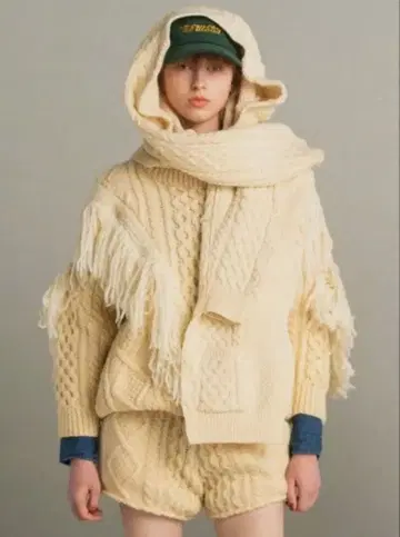 미사용 나나나 서커 77 circa 리메이크 케이블 프린지 니트