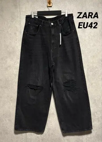 ZARA 자라 데미지 가공 배기 핏 데님 팬츠 EU42