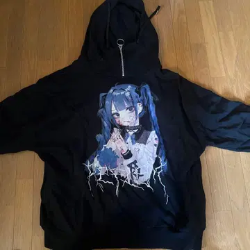 REFLEM 애니메이션 캐릭터 블랙 후드티