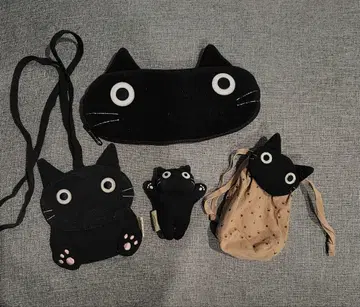 hikosen CARA 검은 고양이 모음 파우치 복조리 클립