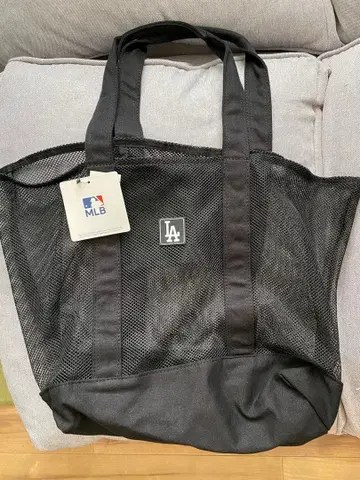택 포함 새상품 MLB LA 다저스 메쉬 토트백 블랙