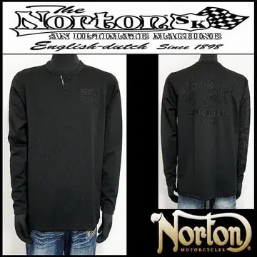 새상품 정품 Norton 자카드 동일 컬러 자수 헨리넥 롱T 블랙 L