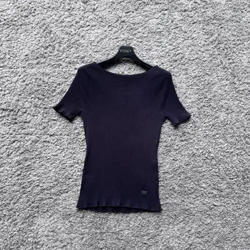 FOXEY 40 하프문 리브 니트 다크 네이비