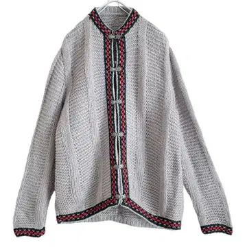 해외 구제 의류 티롤 테이프 메탈 후크 니트 가디건 긴팔
