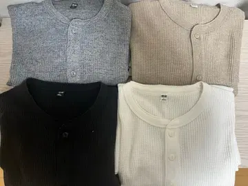 와플 헨리넥 T셔츠 / 긴팔 L 사이즈 4장 세트 묶음 판매