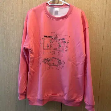 Nikon 설계도 프린트 맨투맨 핑크