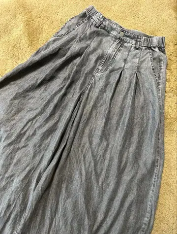 퍼리 바이오 실크 터치 턴백 와이드 팬츠 블랙