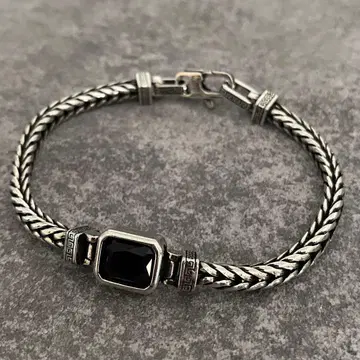 멕시칸 주얼리 실버 925 오닉스풍 팔찌 빈티지