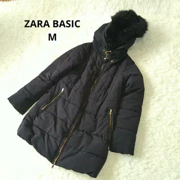 ZARA BASIC 퍼 후드 다운 자켓 M 퀼팅 블랙