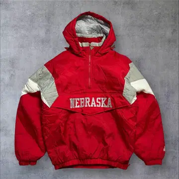 90s STARTER 충전솜 아노락 후드티 네브라스카 대학 칼리지 로고
