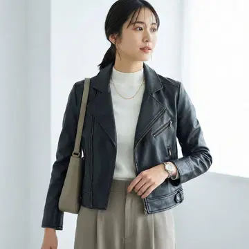 G8142*BEAMS 빔즈 라이더 자켓 가죽 자켓 블랙