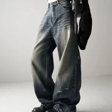 Y2K 빈티지 데미지 와이드 루즈 데님 S me+me select