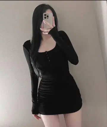 헨리 스퀘어넥 타이트 미니 원피스