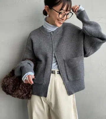 메종 드 라 뤼르 W 지퍼 니트 블루종