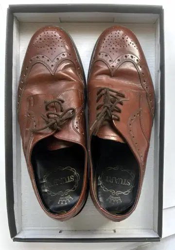 [컨디션 최상] 영국 STUART 제 신사 구두 윙팁 브라운