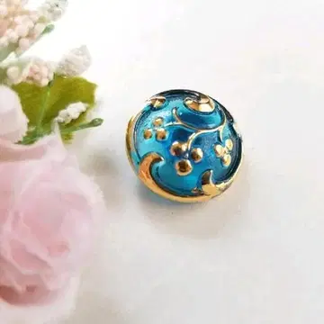 [ 체코 유리 버튼 ] 블루그린 포니 후크 / 앤티크풍 빅 사이즈