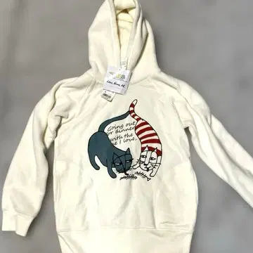 유니클로 리사 라르손 후드티 소매 후드 플리스 화이트 M