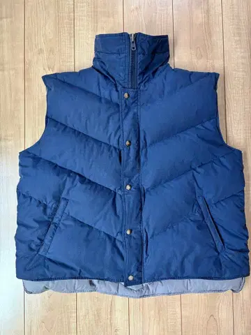 USA 구제 의류 하이넥 구스 다운 베스트 퀼팅 네이비