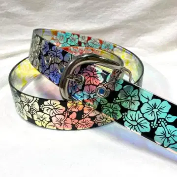 글리터즈 벨트 / 홀로그램 히비스커스 패턴 블랙 네고 불가 상품