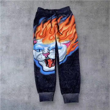 [레어] 립앤딥 고양이 조거 팬츠 속기모 맨투맨 프레임 불꽃