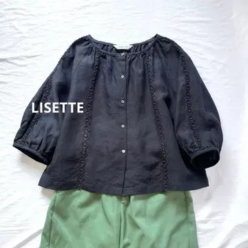 일본제 LISETTE 린넨 블라우스 셔츠 리제타 솔야 네이비