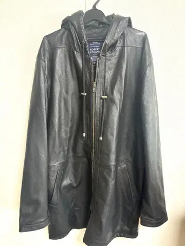 로버트 카바니 후드 부착 램 가죽 코트 불가리아 50 사이즈