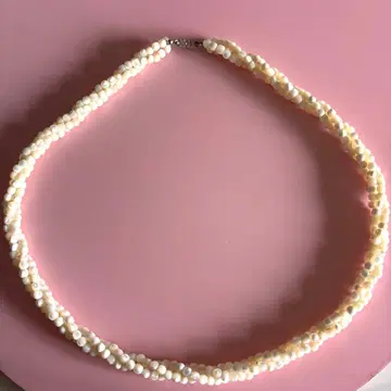 화이트 펄 3연 트위스트 목걸이 60cm