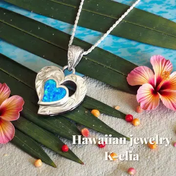 하와이안 주얼리 블루 오팔 오픈 하트 탑