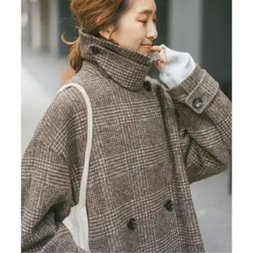 Spick and Span W 슬라이버 체크 하프 코트 36