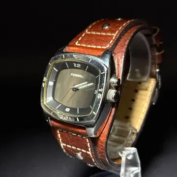 FOSSIL 파슬 손목시계 가죽 천연 가죽 스터드 브라운 아날로그