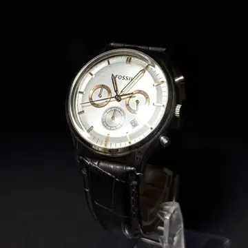 FOSSIL 파슬 손목시계 블랙 크로노그래프 아날로그 천연 가죽
