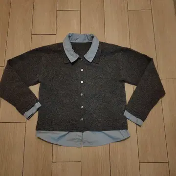 셔츠 레이어드 스타일 도킹 니트 가디건