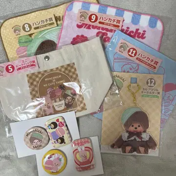 몬치치 엔터테인먼트 복권 손수건 캔뱃지 아크릴 키링 토트백 7종 세트