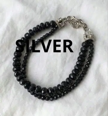 빈티지 블랙 스피넬 실버 팔찌 SILVER 왕관
