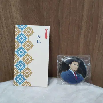 대 캡콤전 역전재판 나루호도 류이치 캔 배지와 복주머니 세트