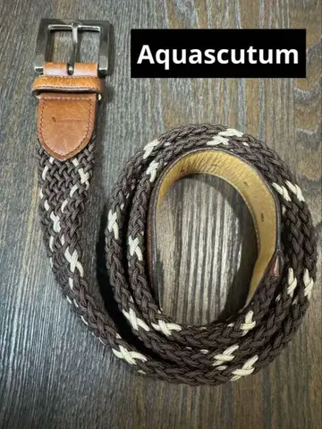 아쿠아 스큐텀 브라운과 아이보리 웨빙 벨트