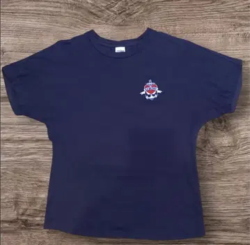 장 폴 고티에 네이비 반팔 T셔츠 자수 로고