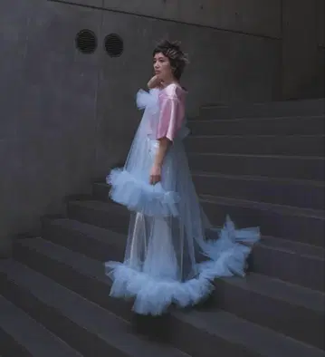 마이크로웨이브 튤 원피스 드레스 화이트 의상 촬영용 마터니티