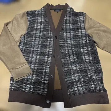 MENS BIGI 브라운 체크 무늬 가디건