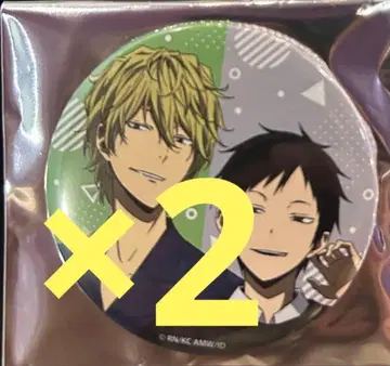 듀라라라 라운드 원 캔뱃지 2개 세트 헤이와지마 시즈오 오리하라 이자야